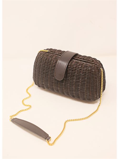 Dark brown wicker clutch bag Laboratorio Capri | 172DARBROWN